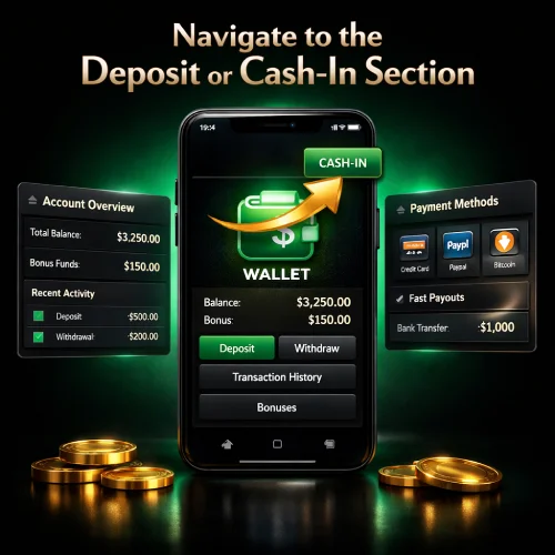 Navigate to the ‘Deposit’ or ‘Cash-In’ Section